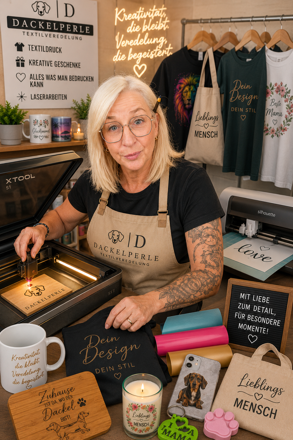 Individuelle Gravuren und Textildruck: Kreative Geschenke bei Dackelperle entdecken